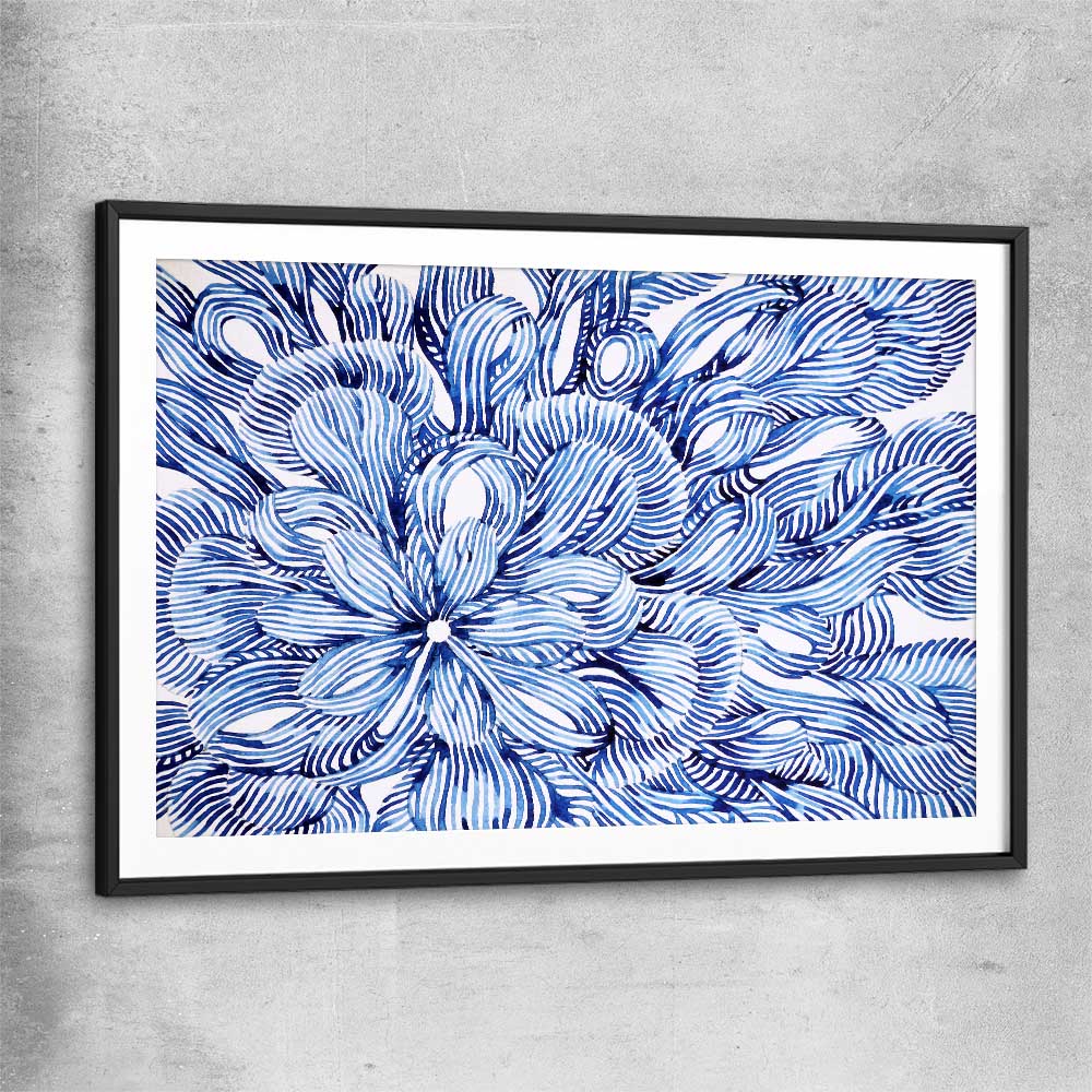 Watercolour Flowers black glass front frame - part of our high quality canvas abstract wall art collection