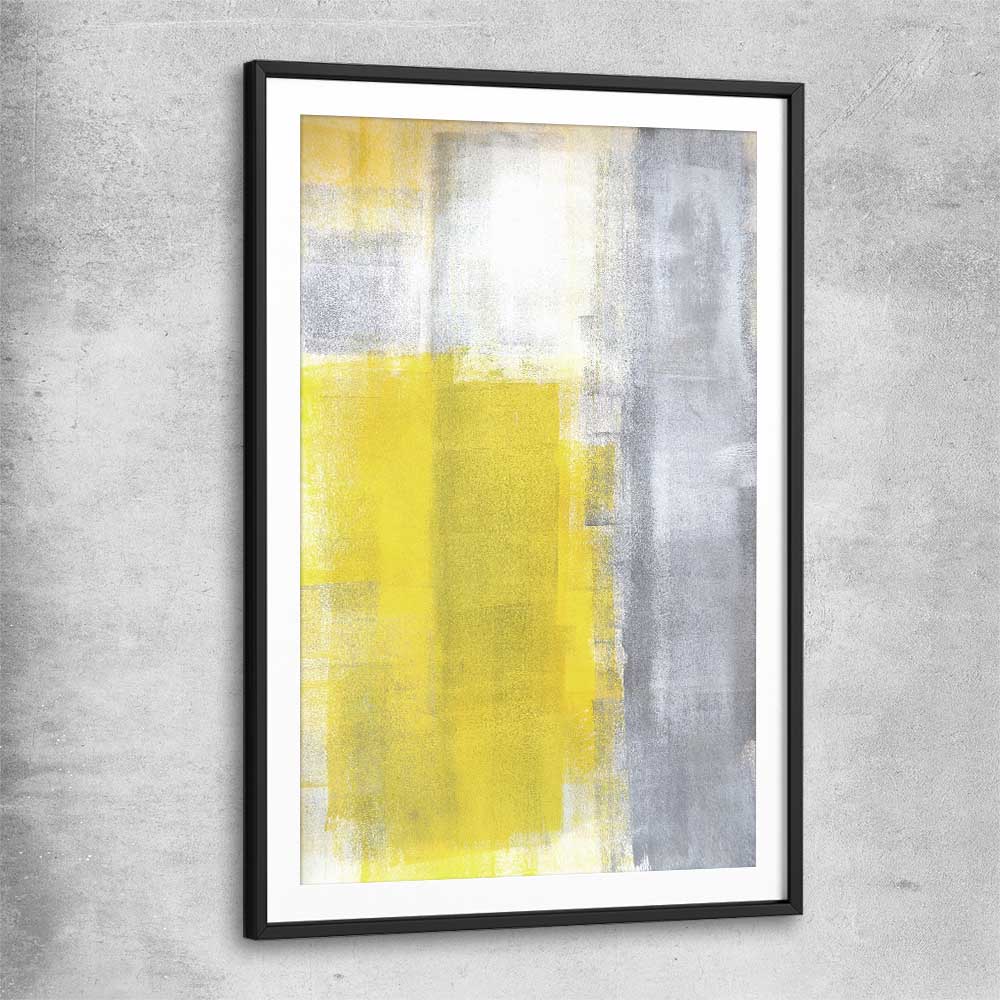 Yellow Pastel black glass front frame - part of our high quality canvas abstract wall art collection