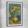 Classic wall art and canvas print of Imperial Fritillaries Van Gogh with black glass front frame