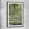 Classic wall art and canvas print of Water Lilies Pond Claude Monet with black glass front frame