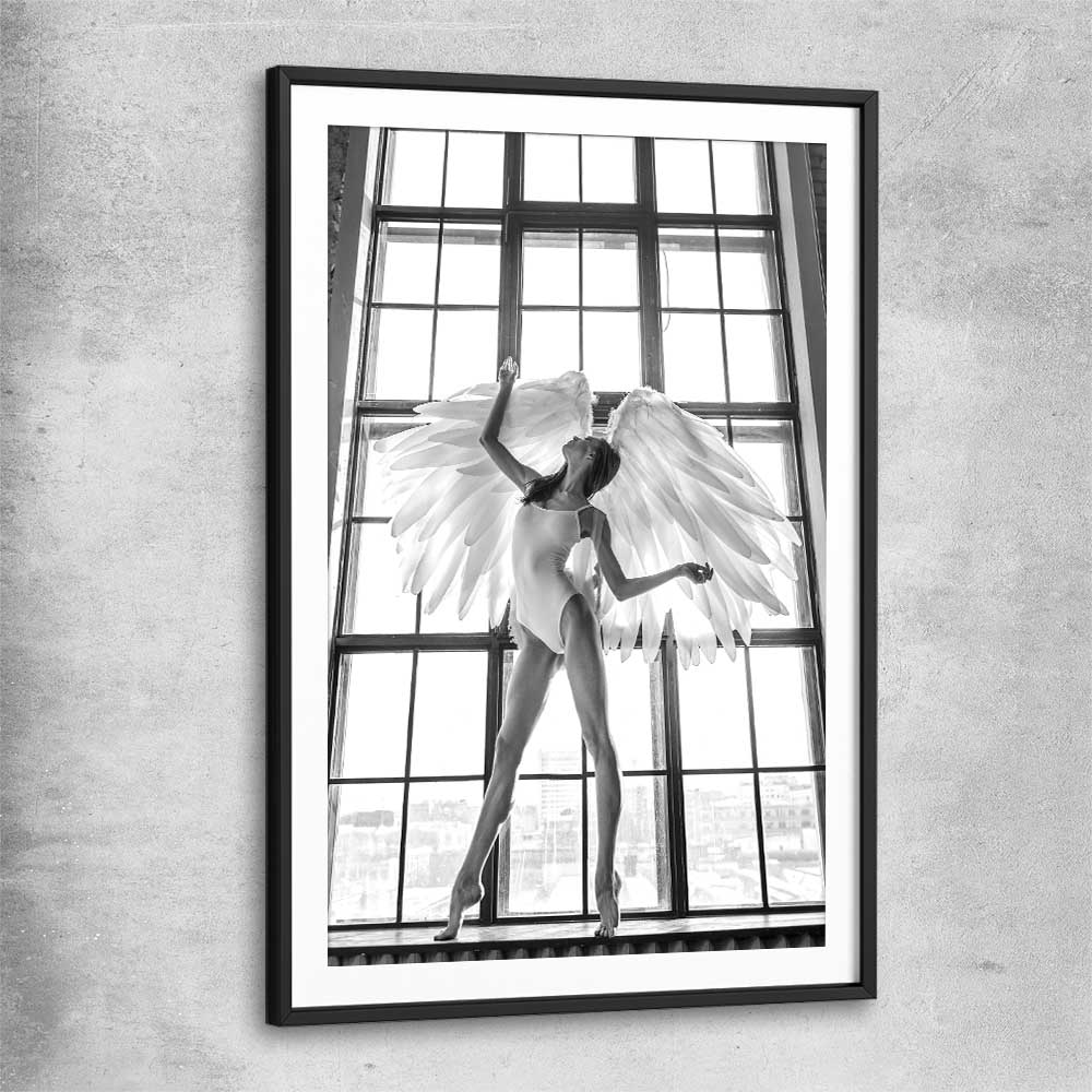 Angel Love Two black glass front frame - part of our high quality fashion canvas wall art and prints collection