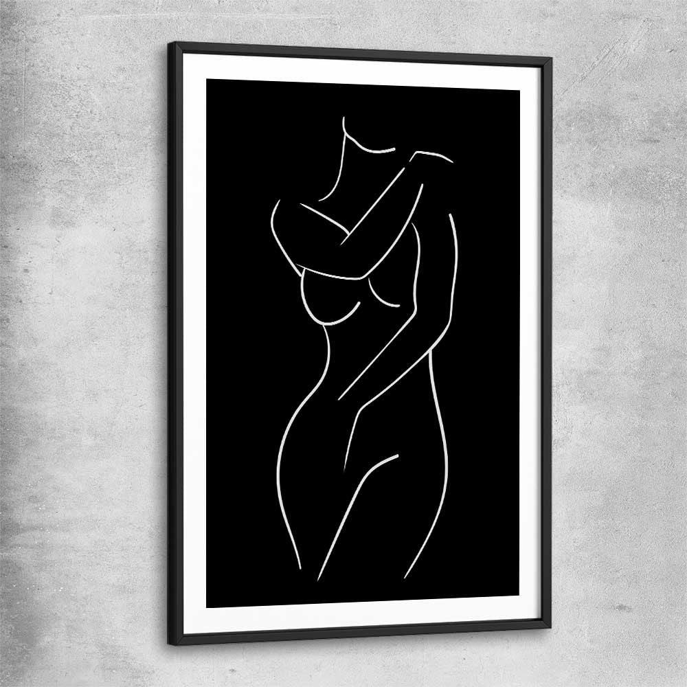 Body Pose Invert black glass front frame - part of our high quality fashion canvas wall art and prints collection