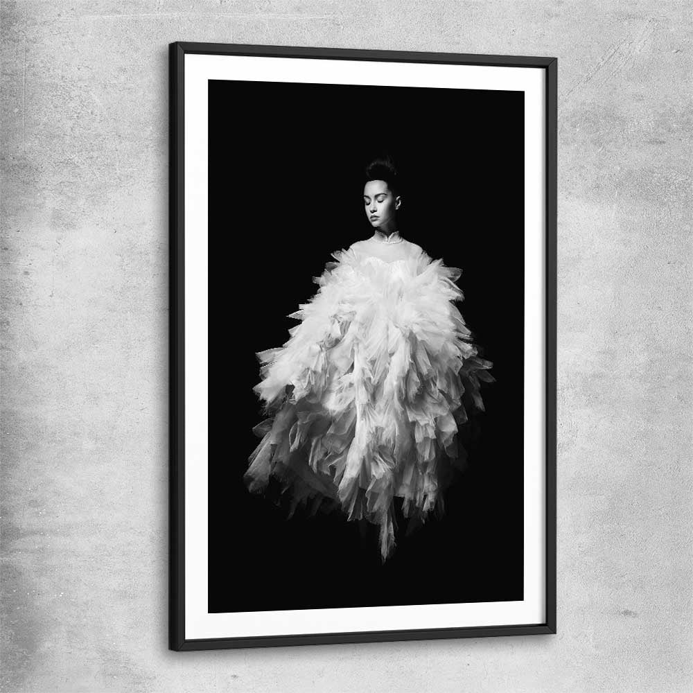 Evening Dress black glass front frame - part of our high quality fashion canvas wall art and prints collection
