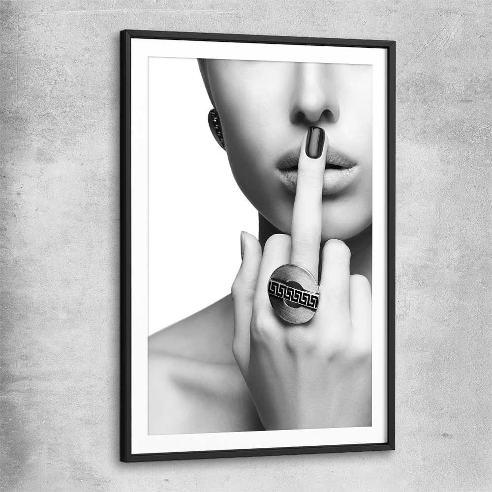 The Finger black glass front frame - part of our high quality fashion canvas wall art and prints collection