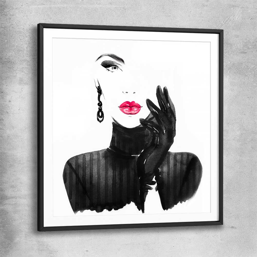 Watercolour Portrait black glass front frame - part of our high quality fashion canvas wall art and prints collection