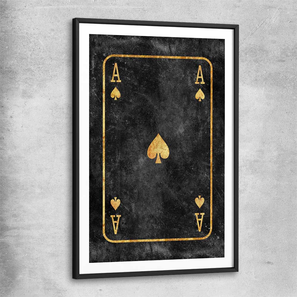 Ace of Spades black glass front frame - part of our high quality fashion canvas wall art and prints collection