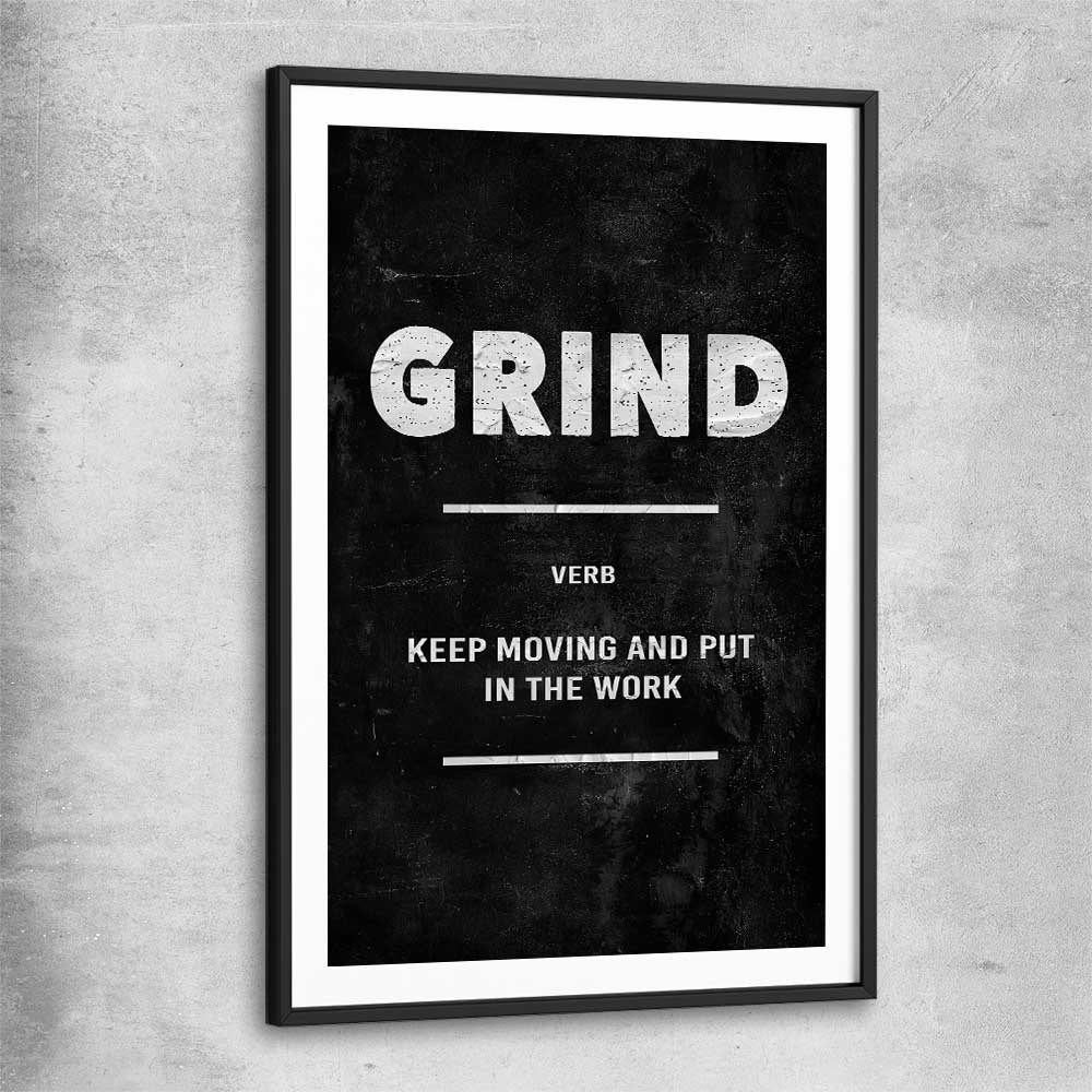 Grind Definition black glass front frame - part of our high quality fashion canvas wall art and prints collection