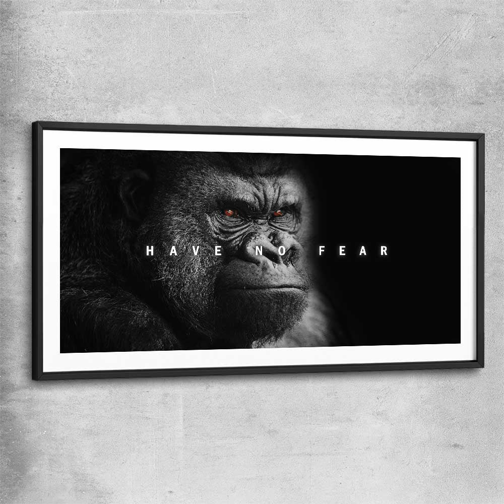 Have No Fear black glass front frame - part of our high quality fashion canvas wall art and prints collection