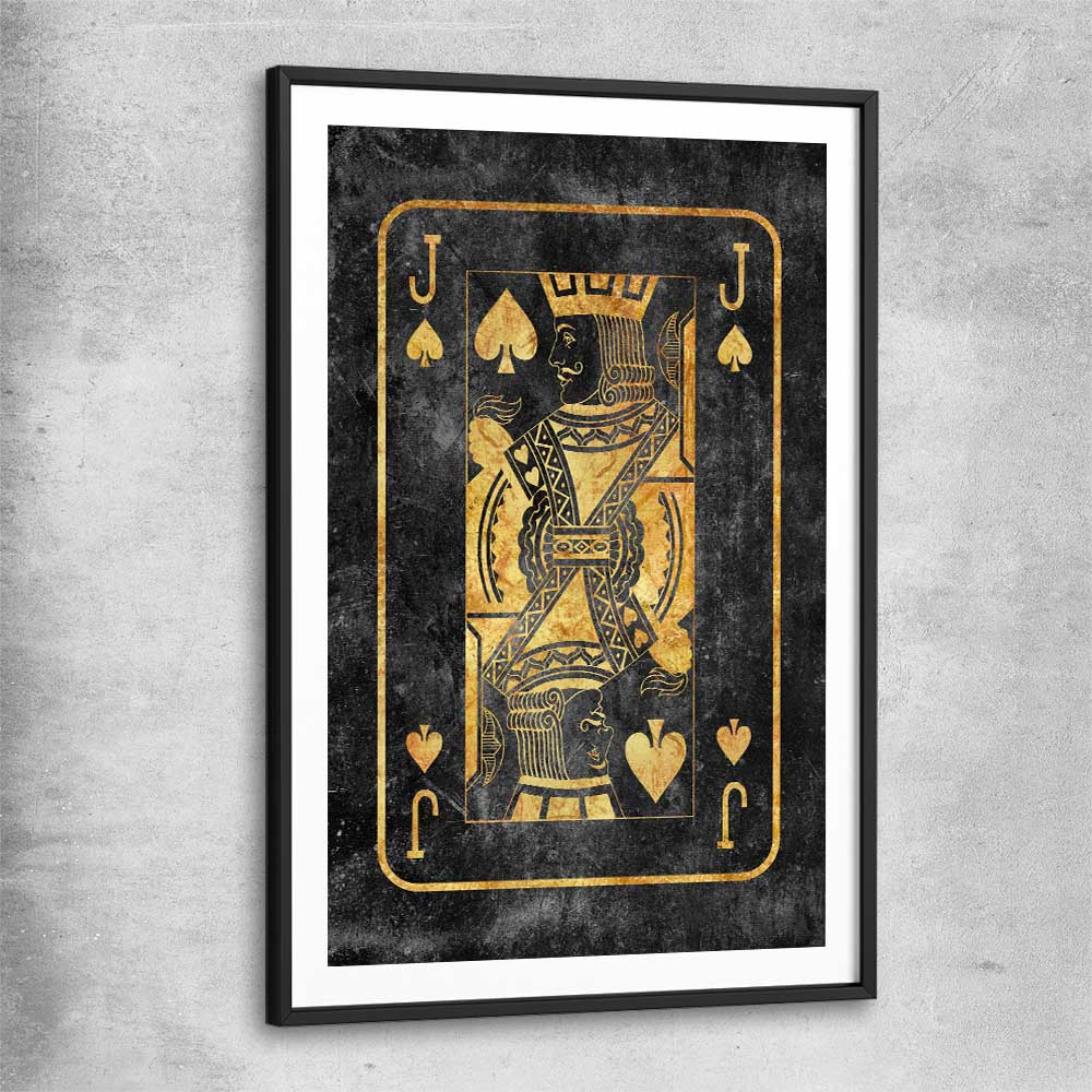 Jack of Spades black glass front frame - part of our high quality fashion canvas wall art and prints collection