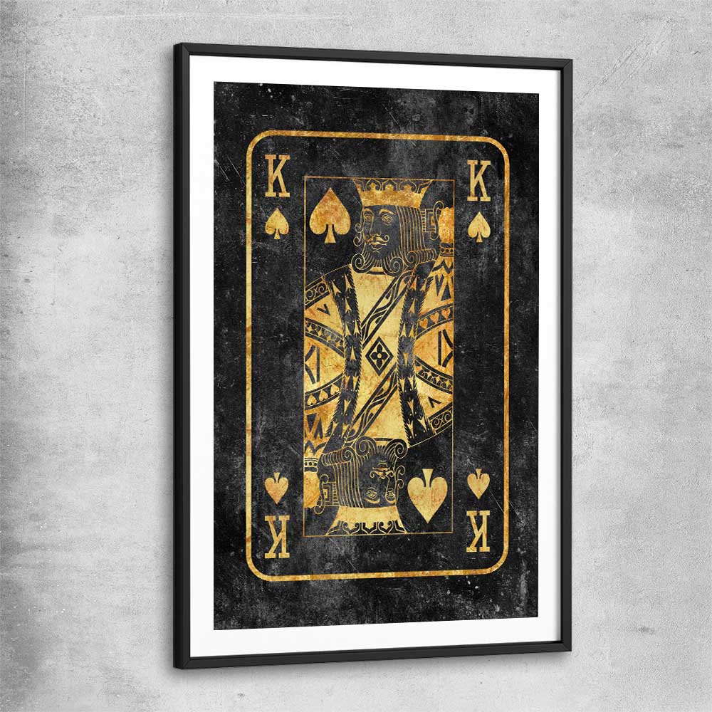 King of Spades black glass front frame - part of our high quality fashion canvas wall art and prints collection