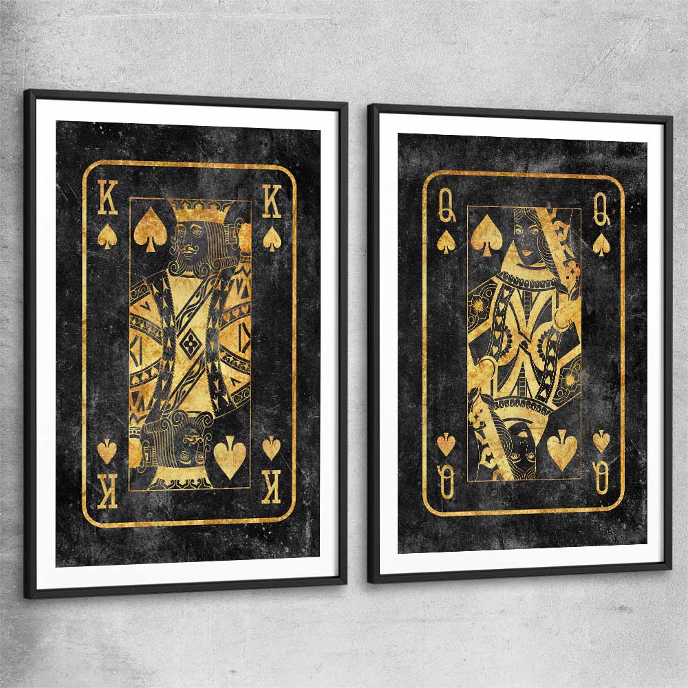 Inspirational wall art print of King of Spades Pair with black glass front frame