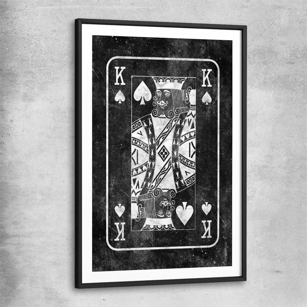 Inspirational wall art print of Marble King with black glass front frame