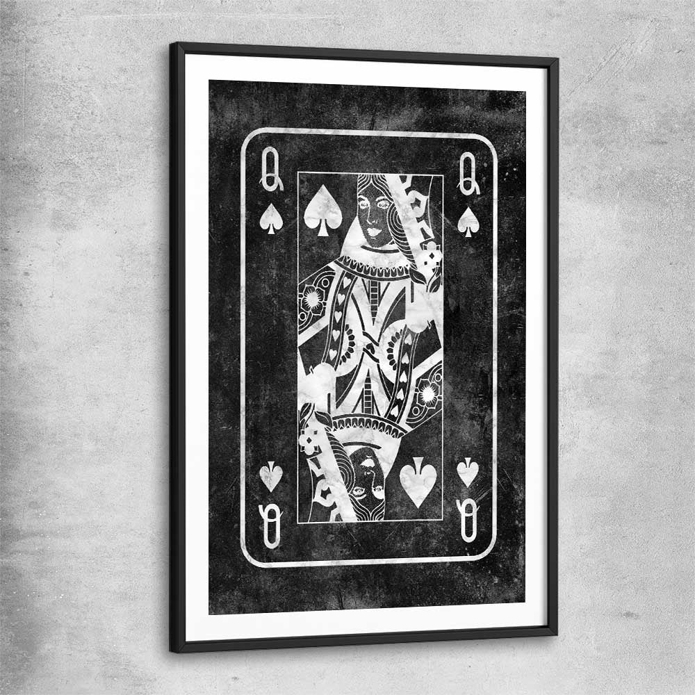 Inspirational wall art print of Marble Queen with black glass front frame