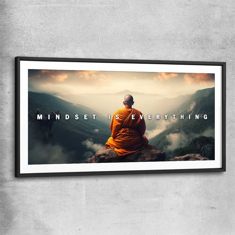 Mindset is Everything black glass front frame - part of our high quality fashion canvas wall art and prints collection