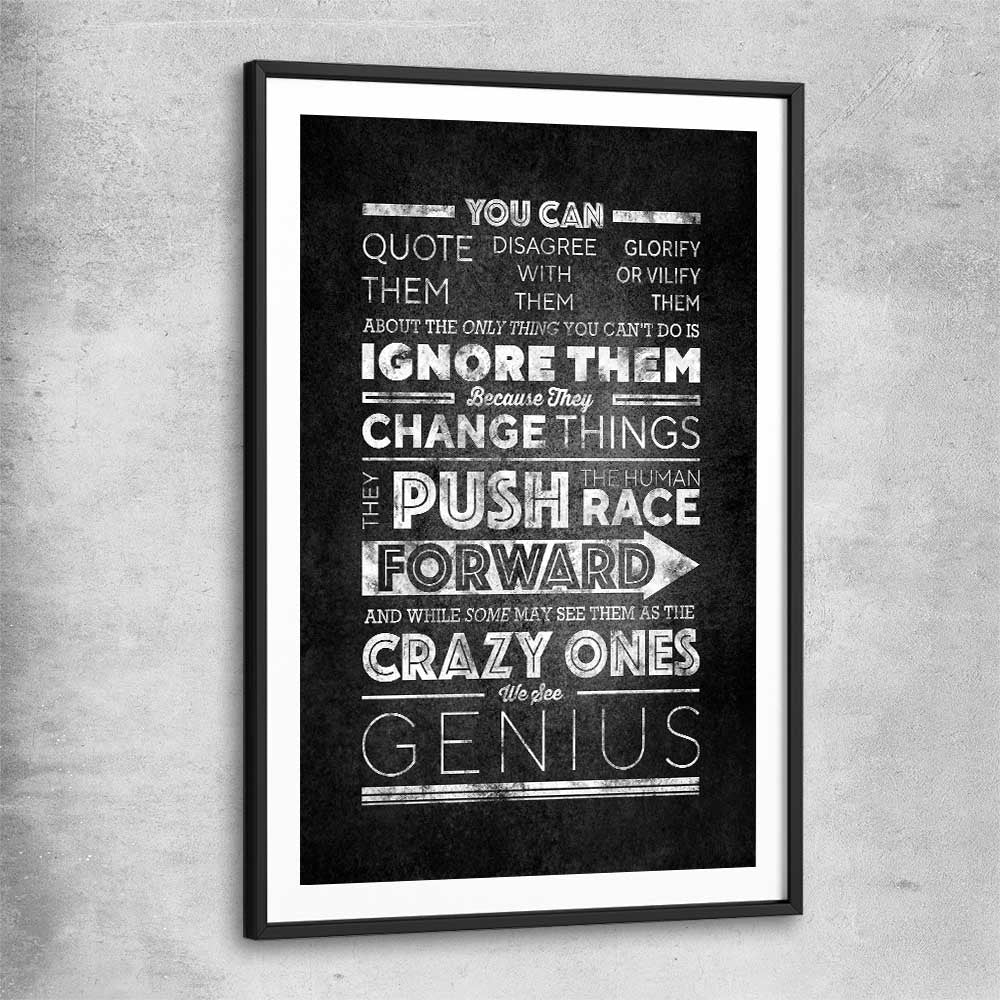 Inspirational wall art print of Push Forwards with black glass front frame
