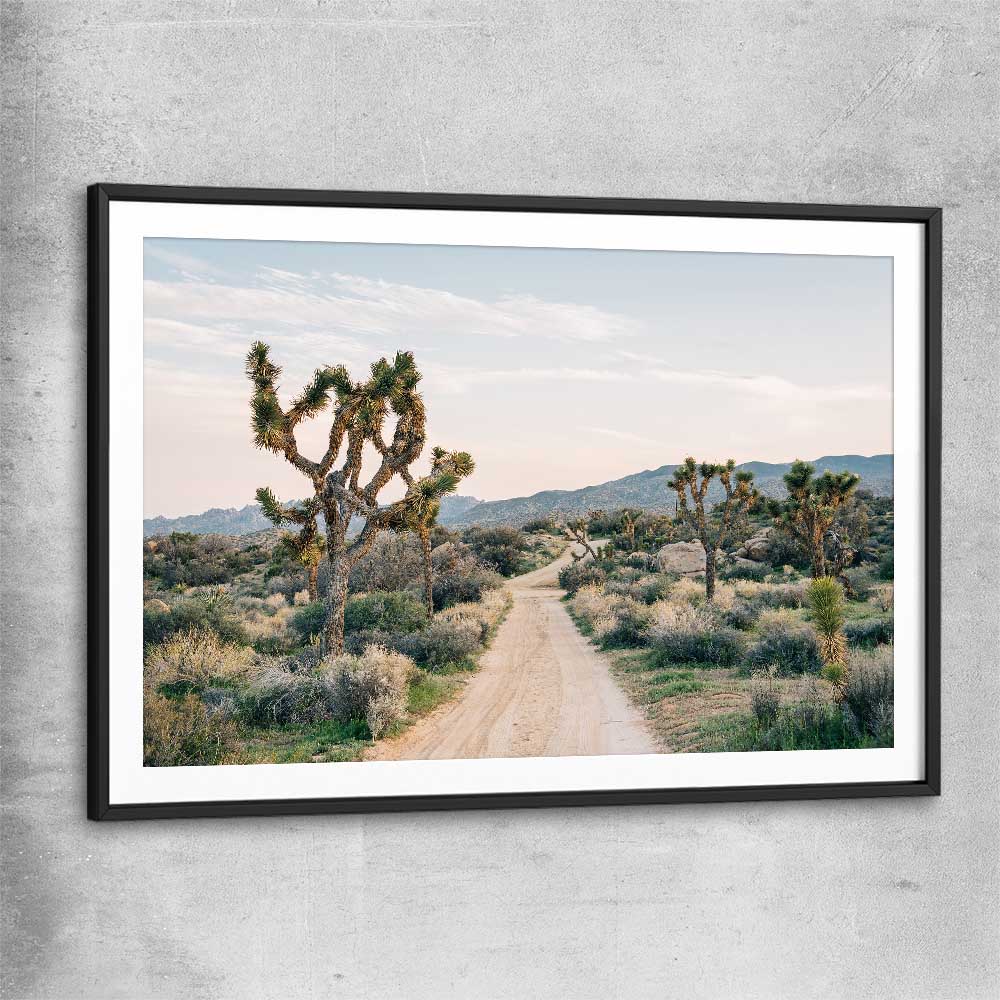 Floral print of California Desert with black glass front frame