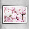 Floral print of Delicate Peonies with black glass front frame
