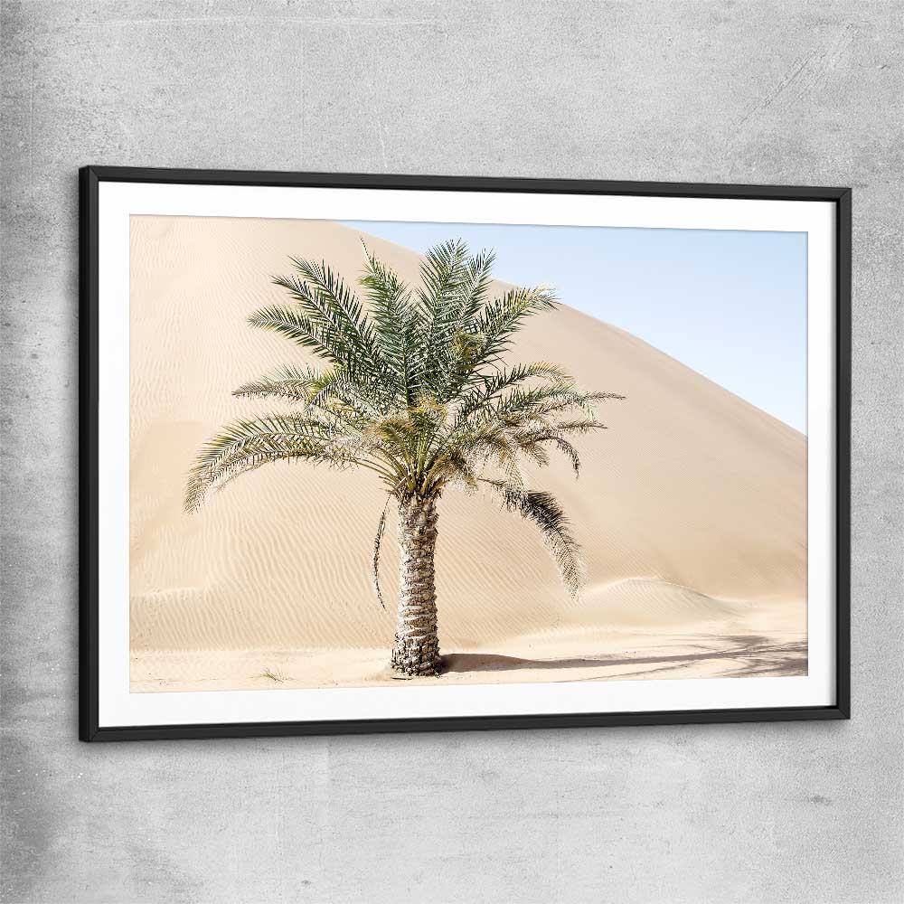 Floral print of Liwa Dunes with black glass front frame
