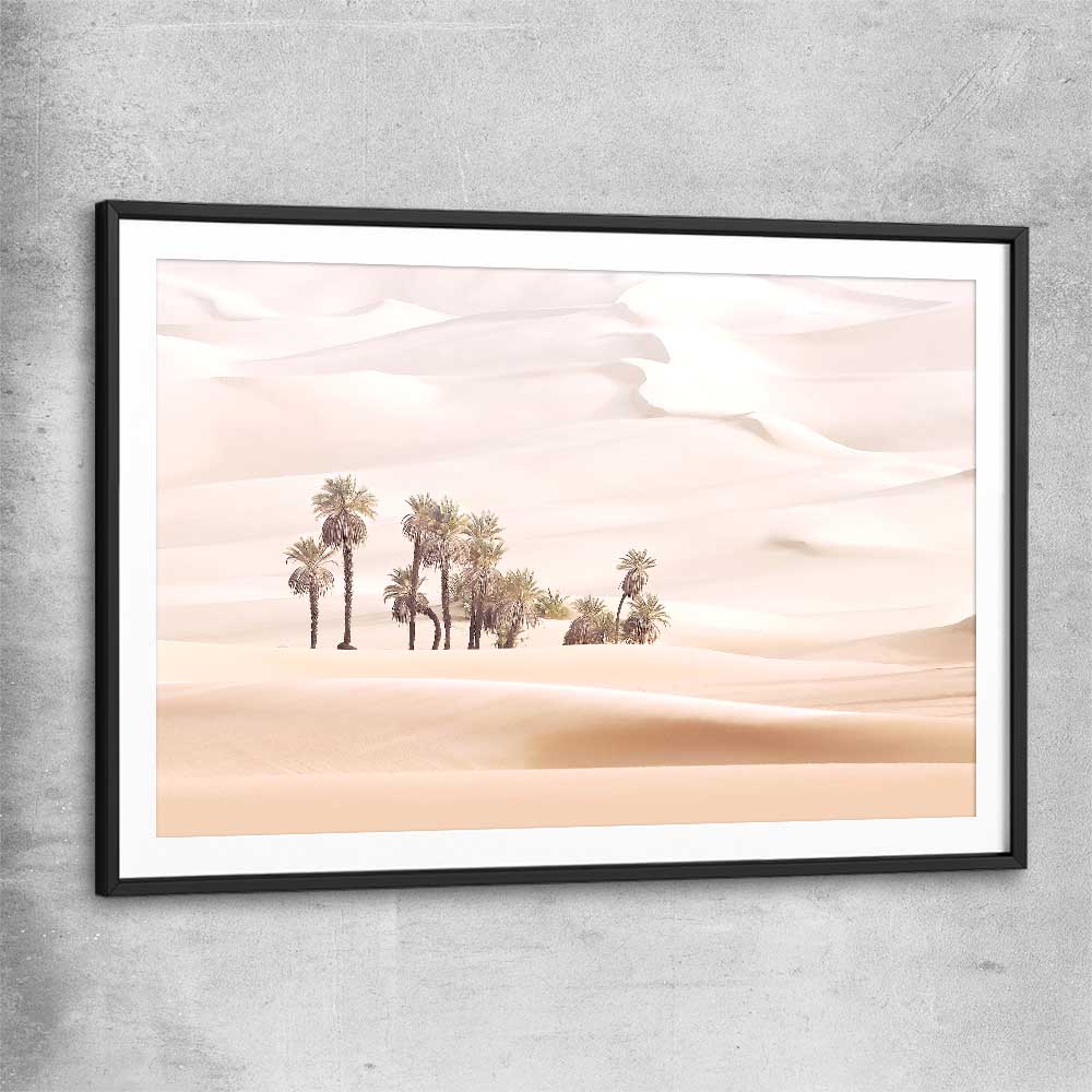 Floral print of Oasis Dunes with black glass front frame