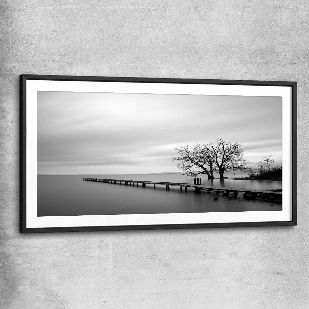 Floral print of Pier Silhouette with black glass front frame