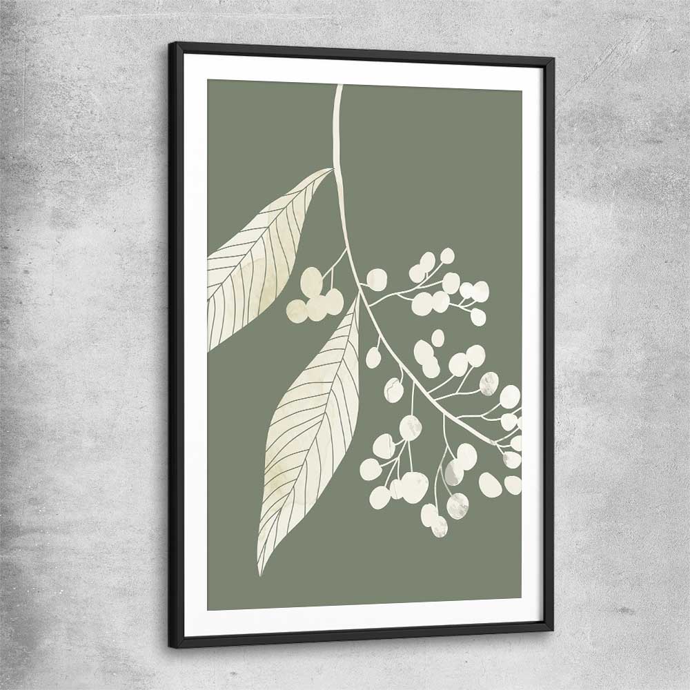 Floral print of Vintage Floral One with black glass front frame