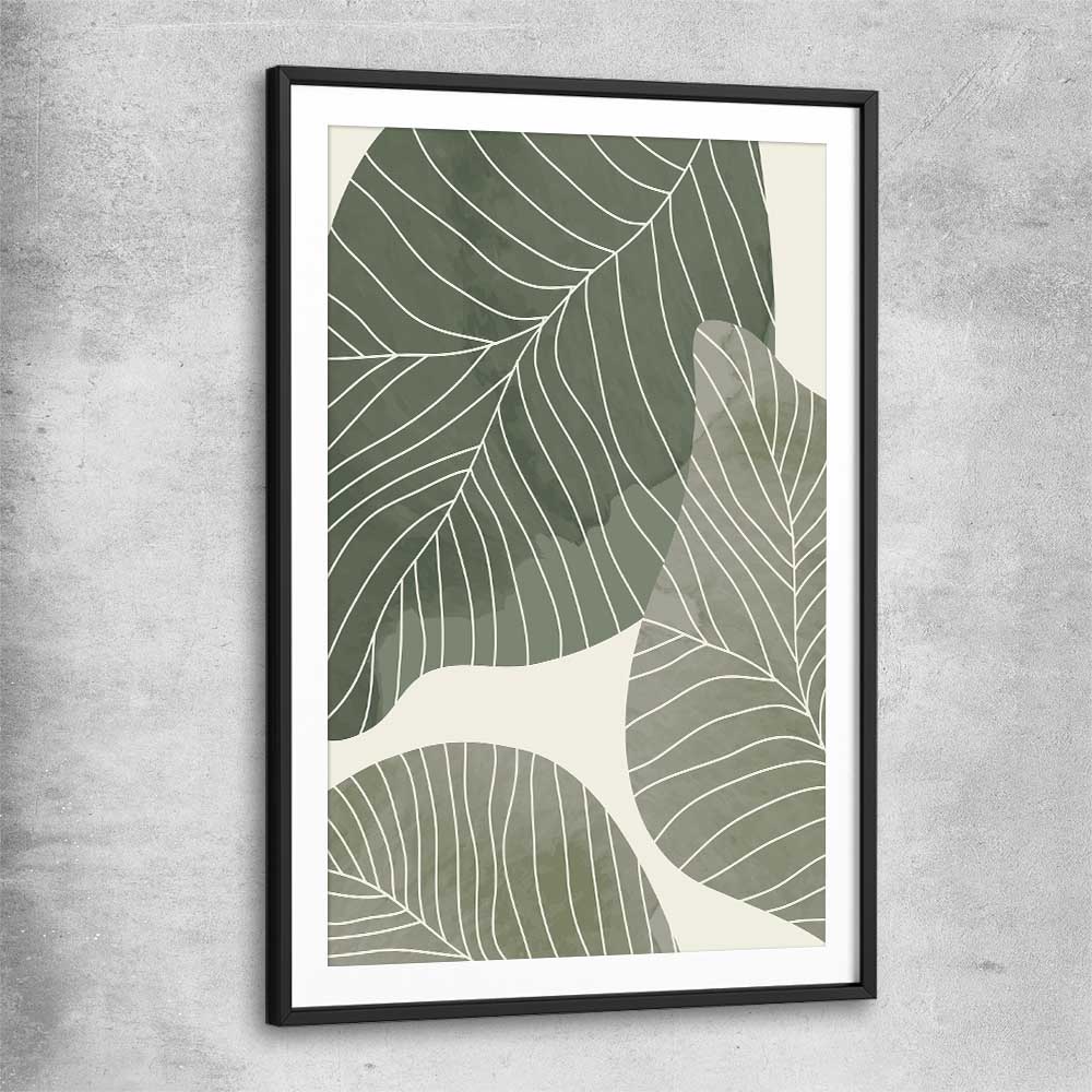 Floral print of Vintage Floral Two with black glass front frame