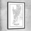 Adelaide City black glass front frame is a high quality print in our city skyline, travel prints and maps collection