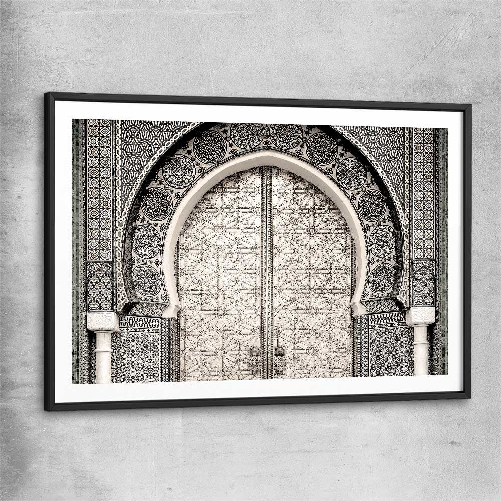 Ancient Morocco black glass front frame is a high quality print in our city skyline, travel prints and maps collection