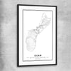 Hagatna City black glass front frame is a high quality print in our city skyline, travel prints and maps collection
