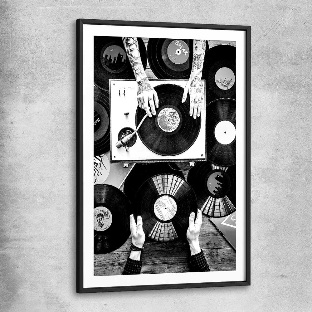 Music Vibes black glass front frame is a high quality print in our city skyline, travel prints and maps collection