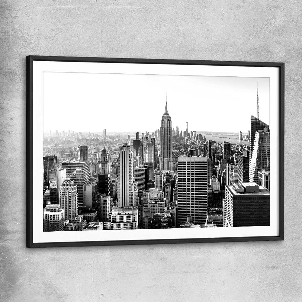 New York Skyline black glass front frame is a high quality print in our city skyline, travel prints and maps collection