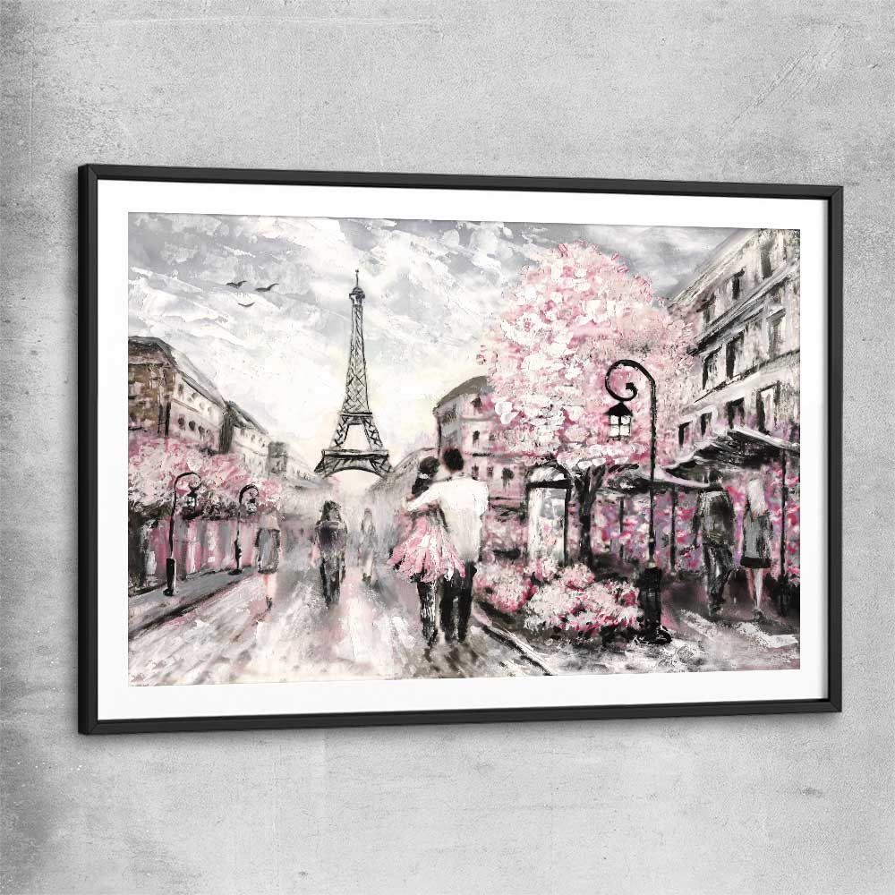 Paris Dreaming black glass front frame is a high quality print in our city skyline, travel prints and maps collection
