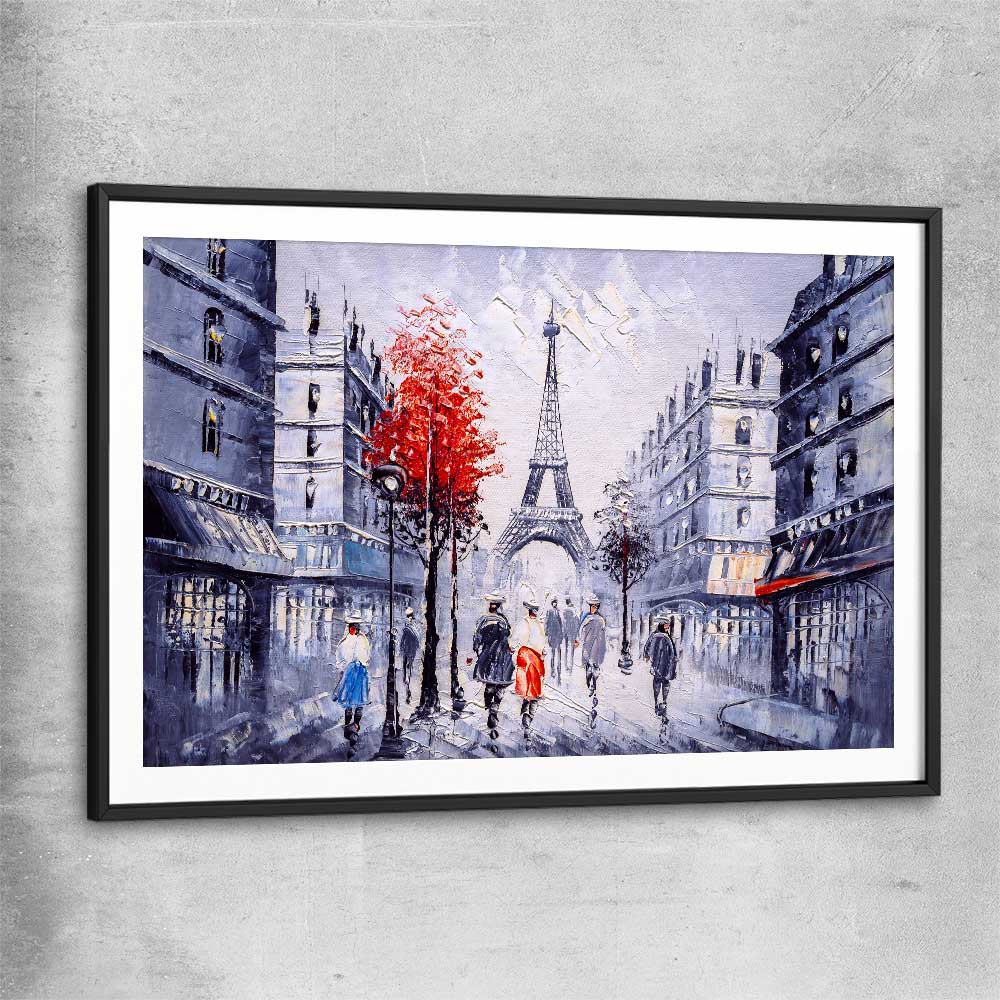 Paris Street View black glass front frame is a high quality print in our city skyline, travel prints and maps collection