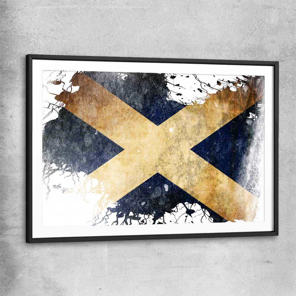 Scottish Flag black glass front frame is a high quality print in our city skyline, travel prints and maps collection