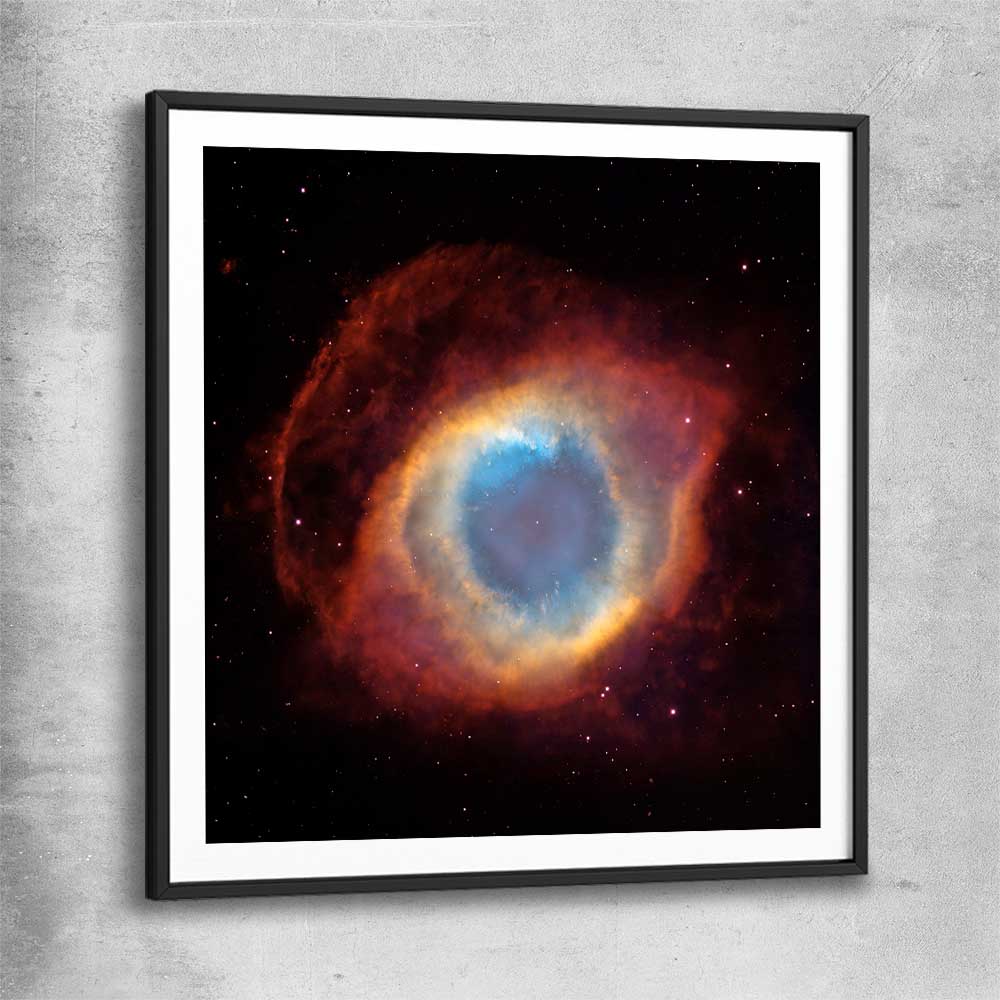 Space prints and wall art of Helix Nebula with black glass front frame