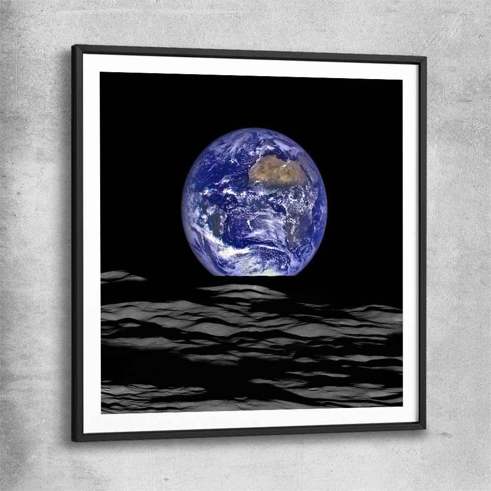 Space prints and wall art of The Earth with black glass front frame