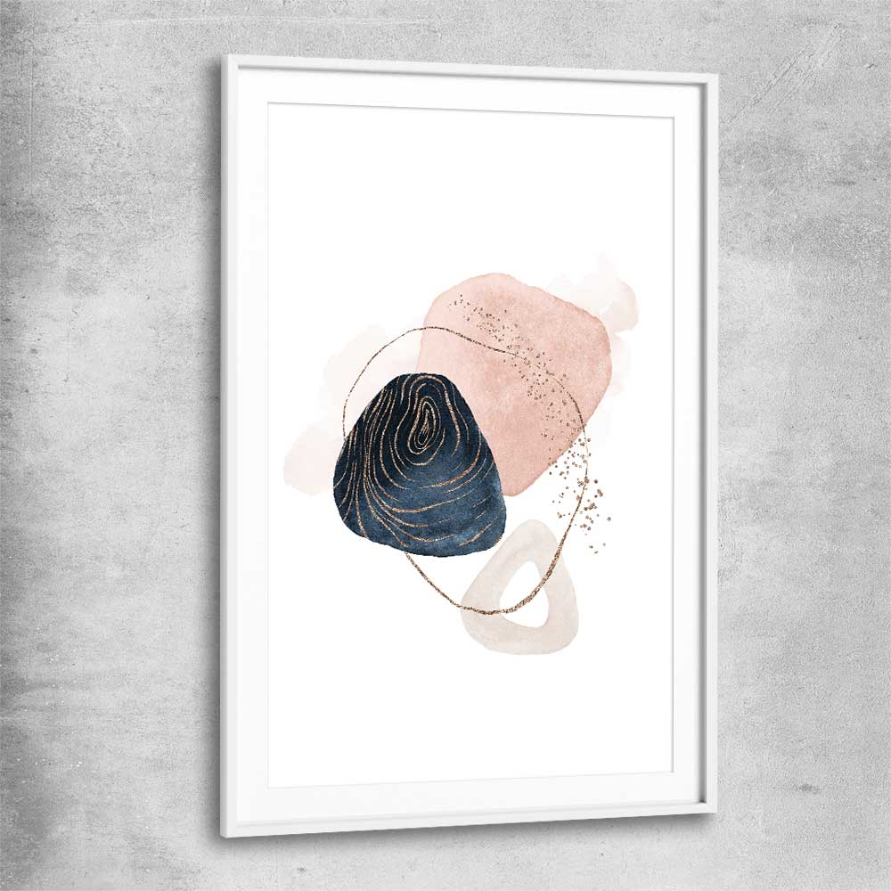 Abstract Circles white glass front frame - part of our high quality canvas abstract wall art collection