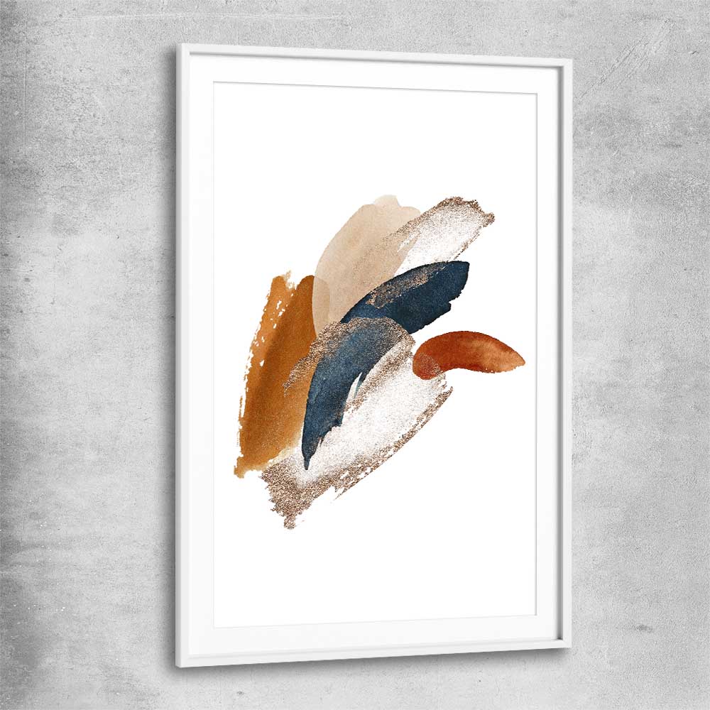 Abstract Strokes One white glass front frame - part of our high quality canvas abstract wall art collection