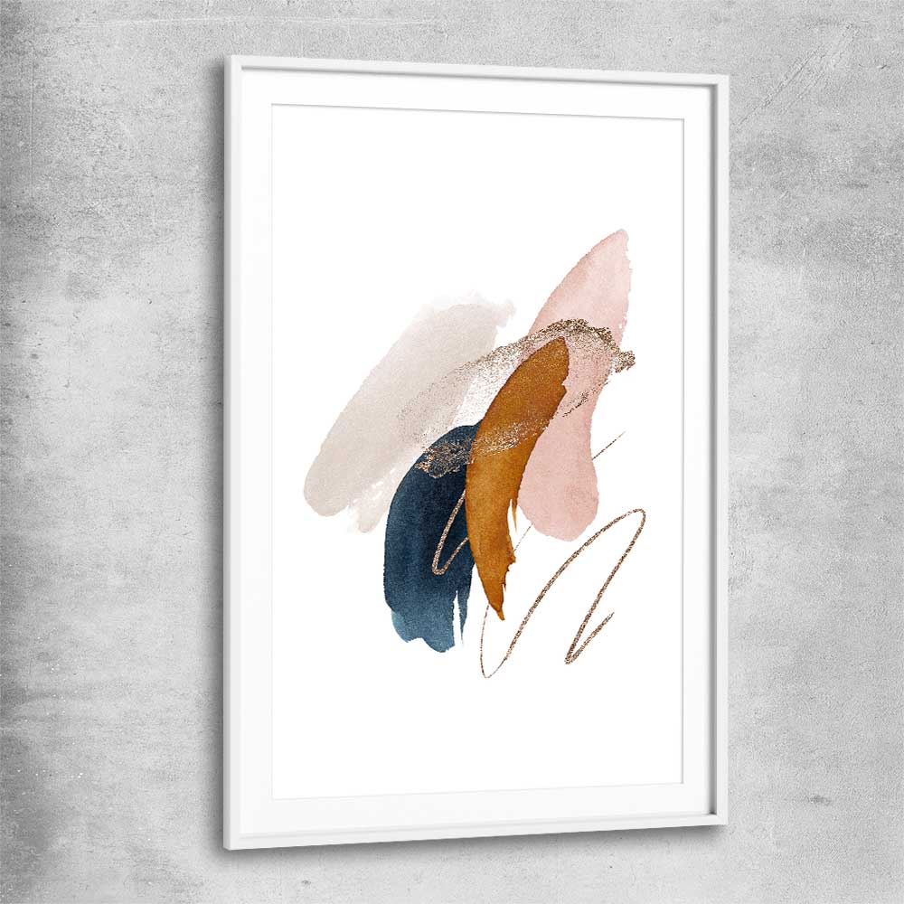 Abstract Strokes Two white glass front frame - part of our high quality canvas abstract wall art collection