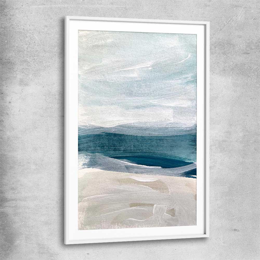 Beach Shades white glass front frame - part of our high quality canvas abstract wall art collection