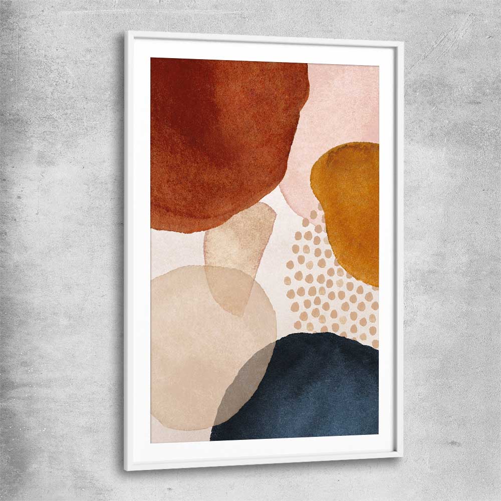 Beige Navy Three white glass front frame - part of our high quality canvas abstract wall art collection