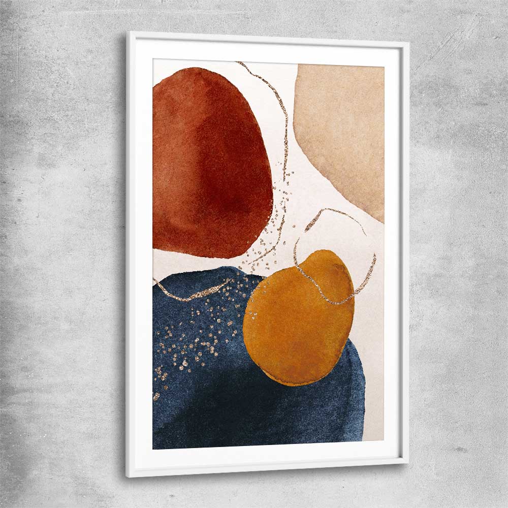 Beige Navy Two white glass front frame - part of our high quality canvas abstract wall art collection