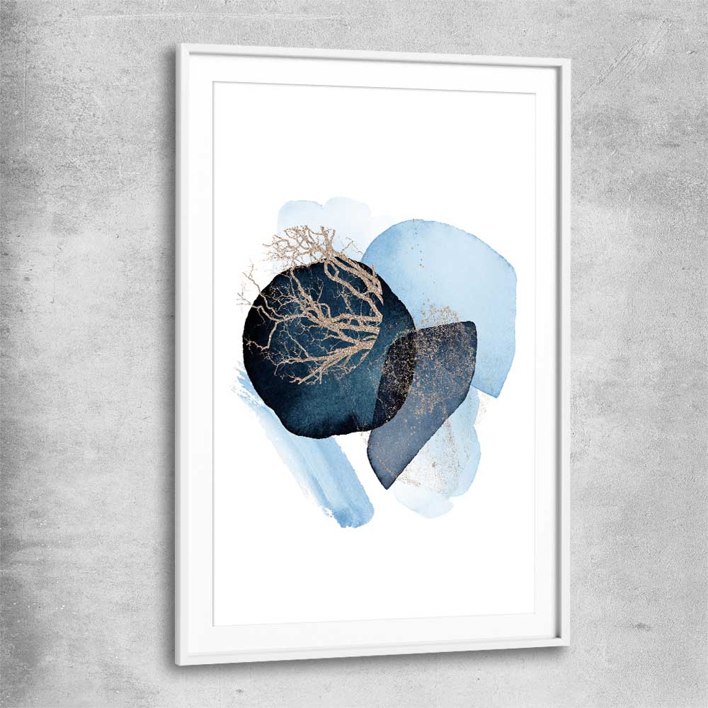 Blue Ivory Three white glass front frame - part of our high quality canvas abstract wall art collection