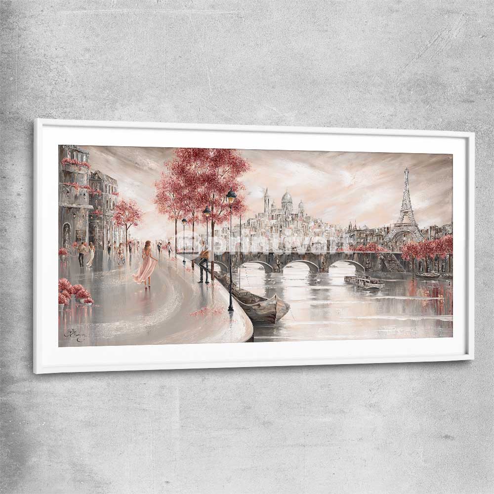 Breathless Melody white glass front frame - part of our high quality canvas abstract wall art collection