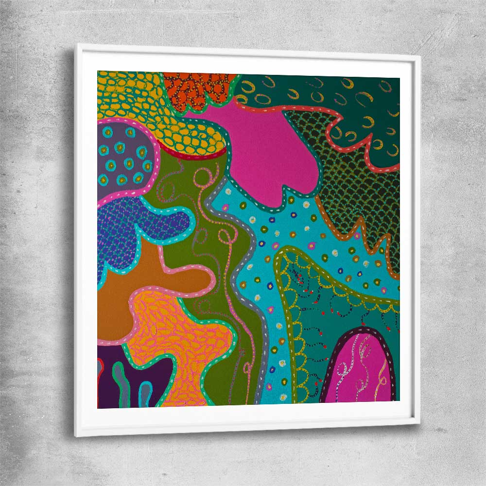 Colour has Joy white glass front frame - part of our high quality canvas abstract wall art collection