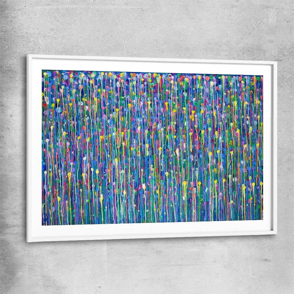 Colour is Golden white glass front frame - part of our high quality canvas abstract wall art collection