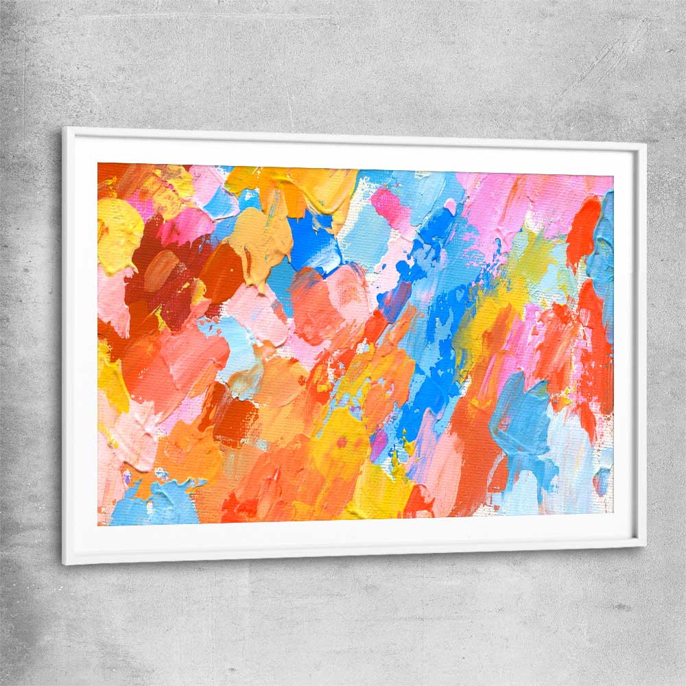 Colour Rays white glass front frame - part of our high quality canvas abstract wall art collection