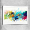 Colourful Abstract Burst white glass front frame - part of our high quality canvas abstract wall art collection