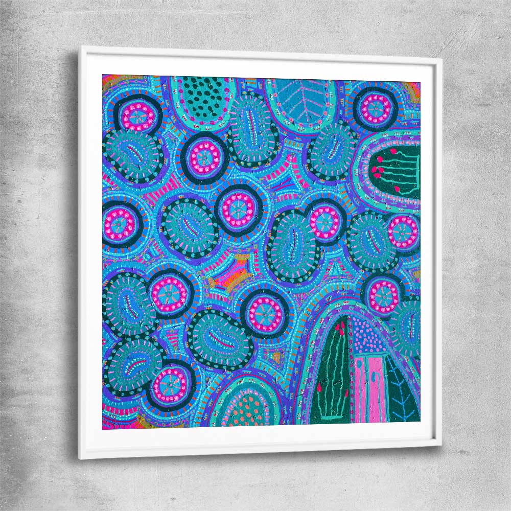 Colours are Encryptic white glass front frame - part of our high quality canvas abstract wall art collection