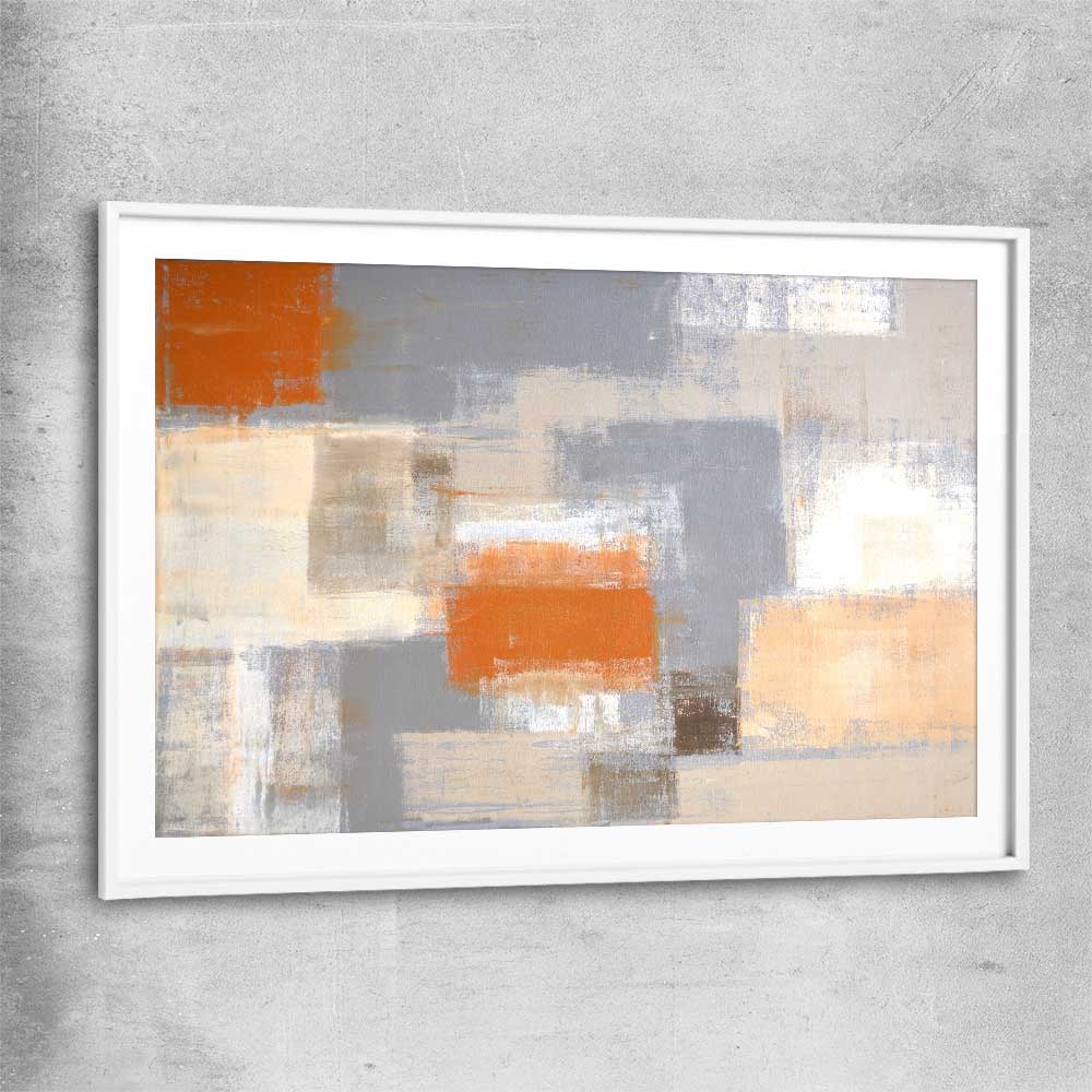 Cosy Beige white glass front frame - part of our high quality canvas abstract wall art collection